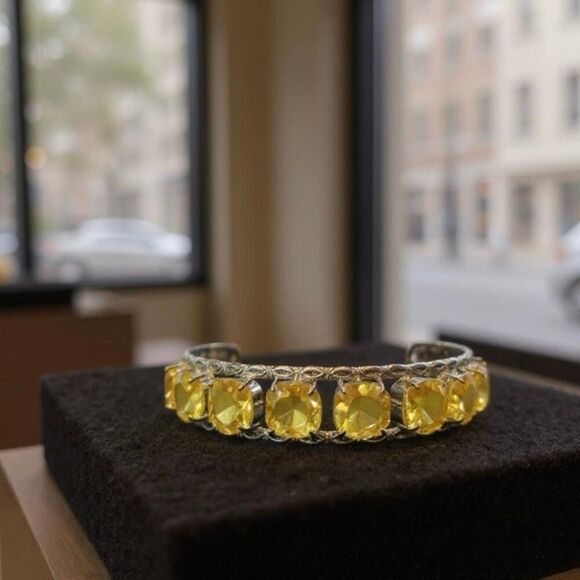 Citrine Gemstone Artisan Handmade Adjustable Bangle Jewelry 21 Gms New - Picture 2 of 4